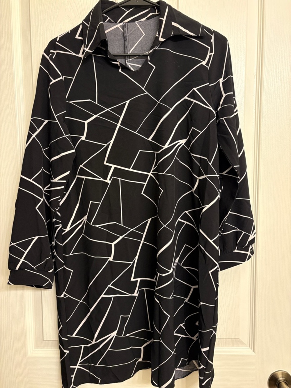 Black & White Geometric Shirt Dress